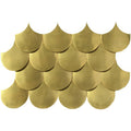 Sirena gold 30 x 20cm gold-colored scalloped metal tiles arranged in a fish-scale pattern for wall decor