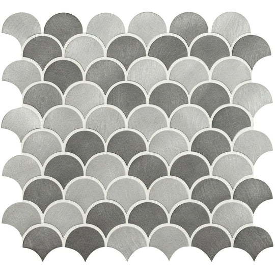 Skaro Grey and Silver Mix Scale Aluminium Mosaic - alternate view