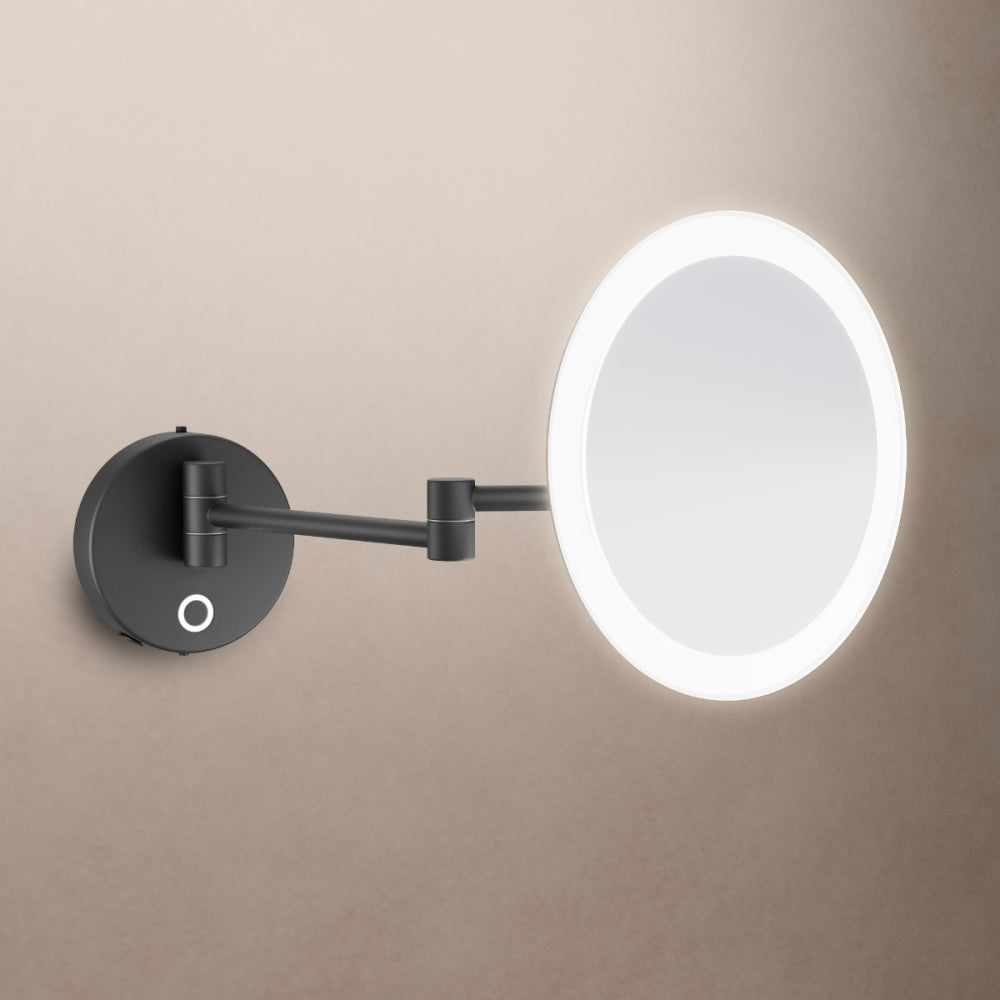 Sloane Round LED Magnifying Mirror in Black - Origins Living, view 2