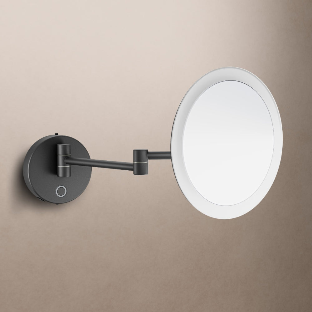 Sloane Round LED Magnifying Mirror in Black - Origins Living, view 3