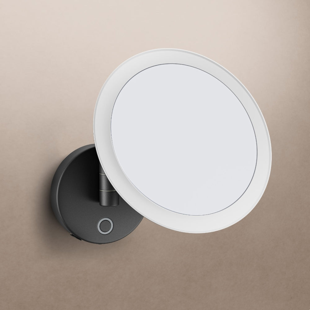 Sloane Round LED Magnifying Mirror in Black - Origins Living, view 4