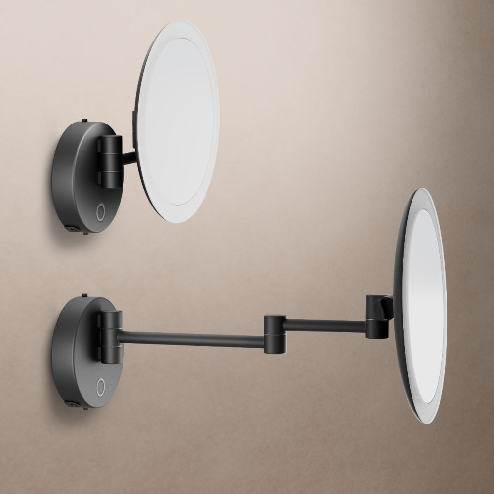 Sloane Round LED Magnifying Mirror in Black - Origins Living, view 8
