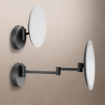 Sloane Round LED Magnifying Mirror in Black - Origins Living, view 8
