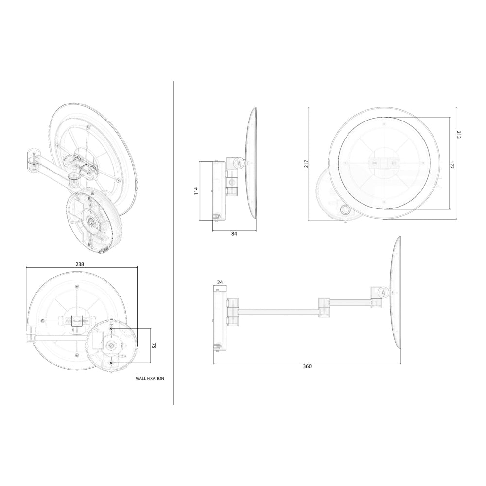 Sloane Round LED Magnifying Mirror in Black - Origins Living, view 10