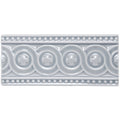 Snape Baroque light gray ceramic tile with elegant circular medallions and beaded border pattern