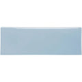 A sleek rectangular ceramic brick tile snape with a smooth glossy light blue finish
