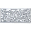 Snape Buckingham rectangular glossy white ceramic tile with intricate raised floral and scrollwork design