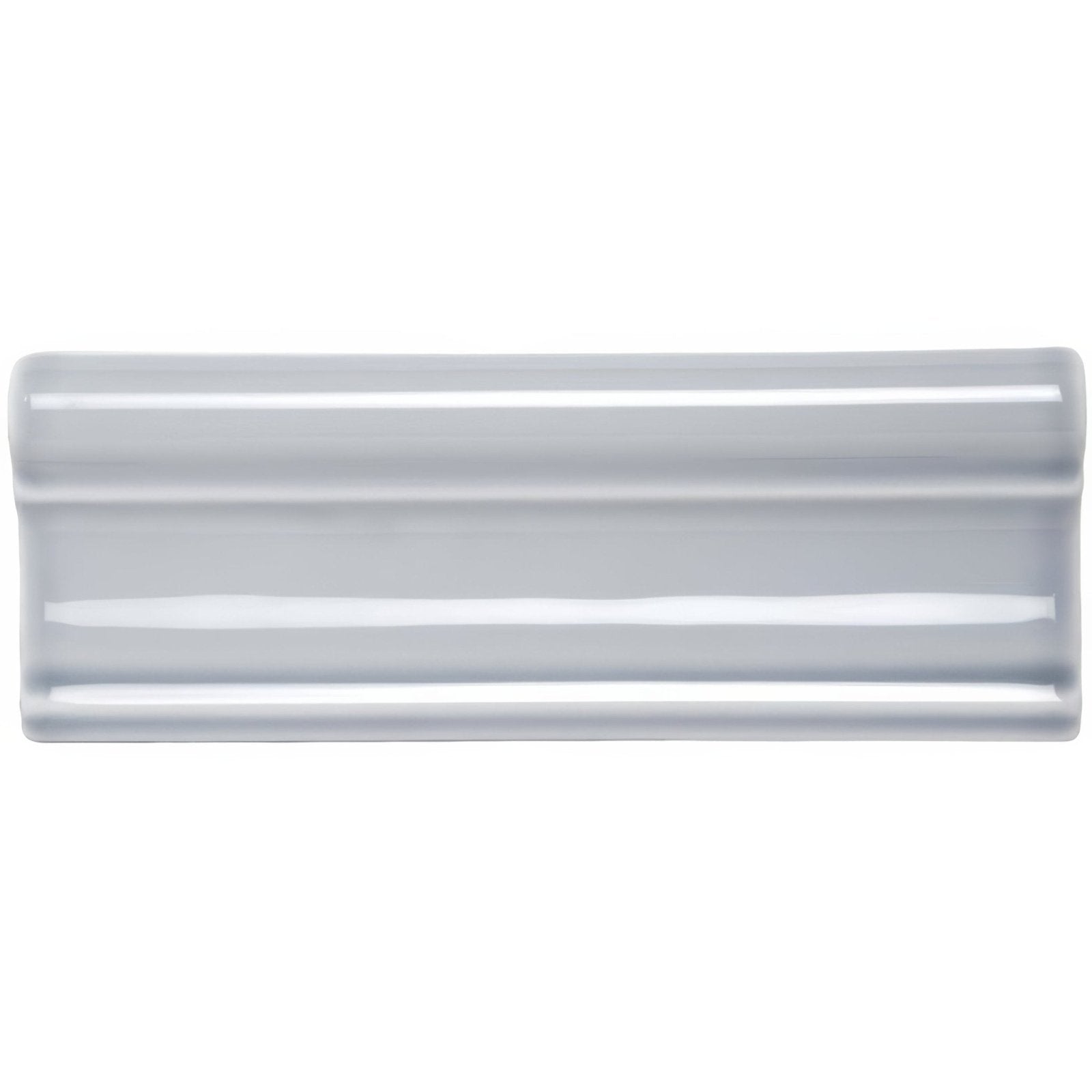 Gray ceramic tile snape hampton with a glossy finish and three horizontal ridges for wall or floor use