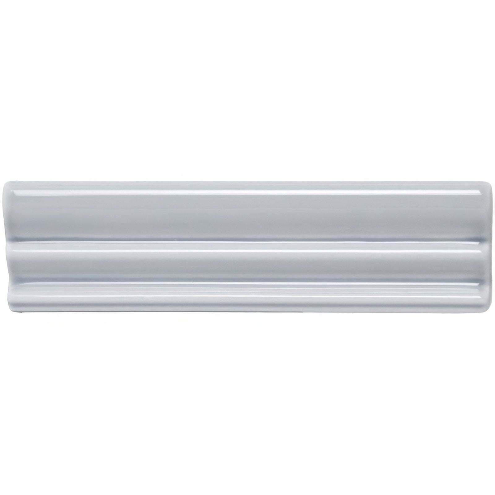 A sleek glossy white ceramic tile with a classic three ridge design from Snape Kensington