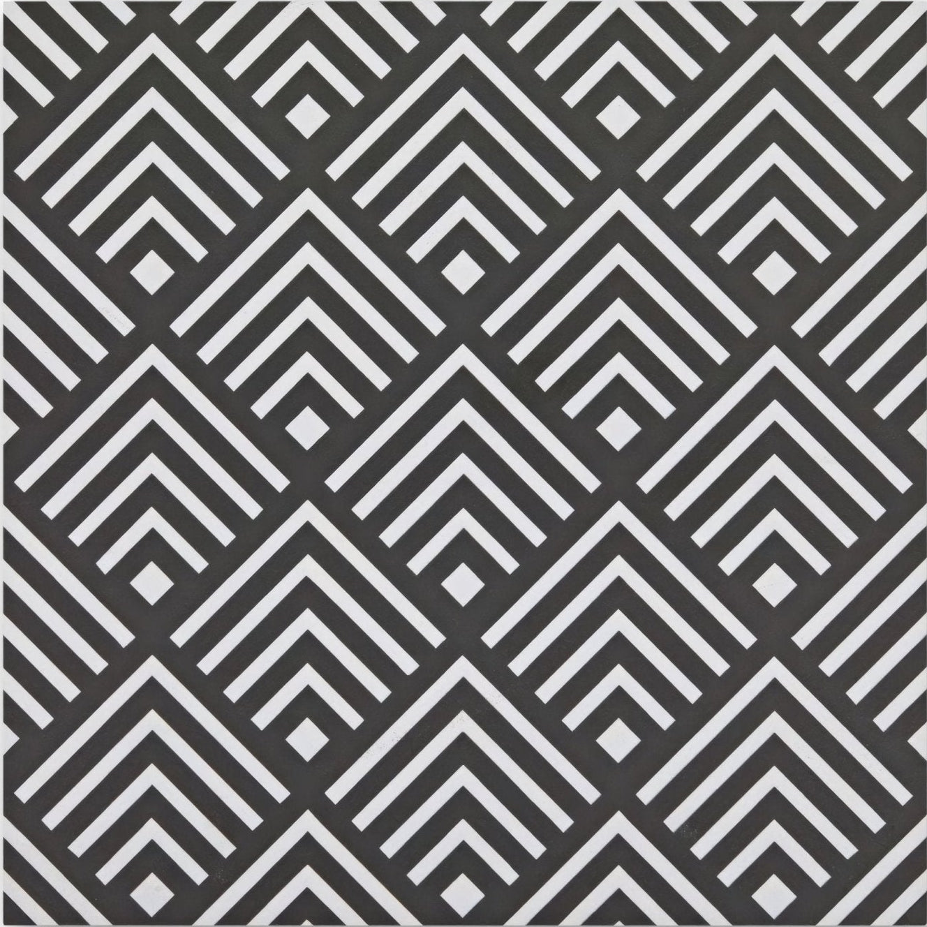 Sorrento correale porcelain tile featuring black and white geometric chevron pattern for stylish flooring use