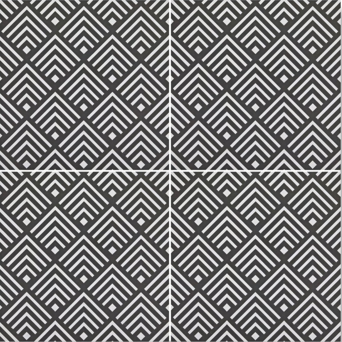 Black and white geometric chevron pattern on sorrento correale porcelain tile for stylish flooring and walls