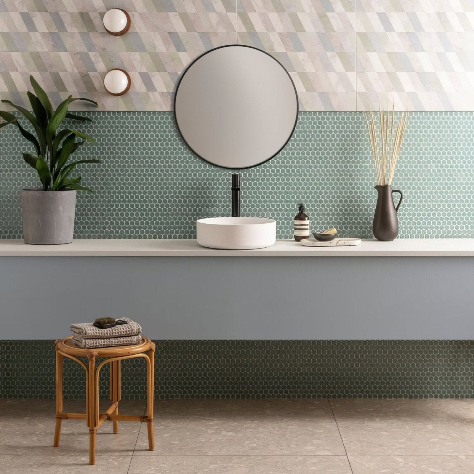 White ceramic vessel sink south beach collins 60x30cm with sleek black faucet for bathroom use