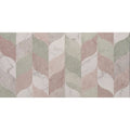 South beach ocean 60x30cm rectangular ceramic tile with modern abstract leaf pattern in pastel pink green and white