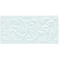 Southwold Buckingham rectangular light mint-green ceramic tile with embossed ornate scrollwork design