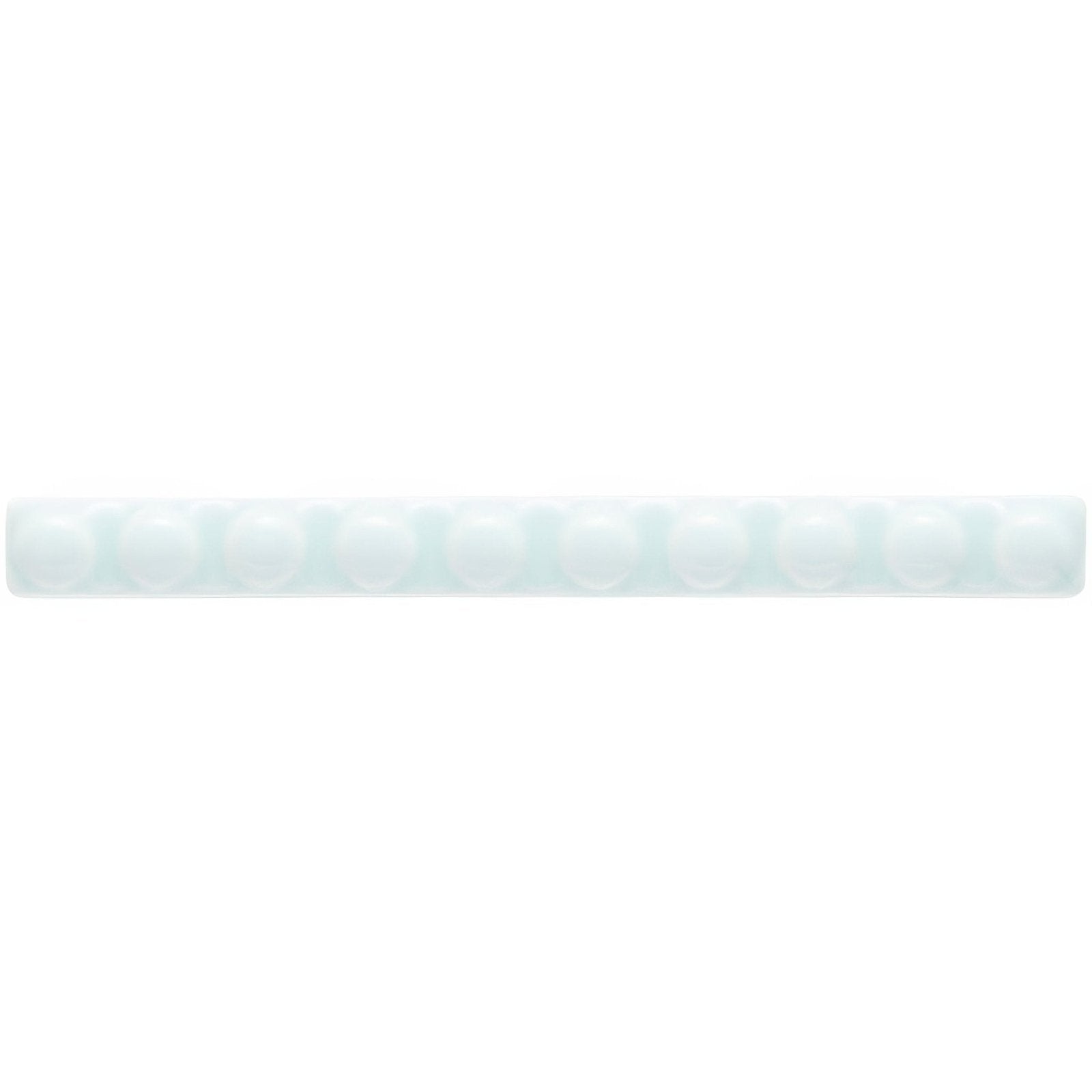 A sleek translucent light blue ceramic tile with a subtle grid pattern from Southwold Empire collection
