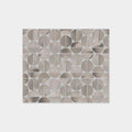 Gray sphere metal mosaic tile with circular textured half-circle patterns and subtle metallic sheen