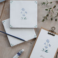 Spring Alice 13 x 13cm white ceramic tile with blue and green floral design