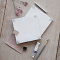 Spring April Rose 13 x 13cm white ceramic tiles with green and purple leaf motifs