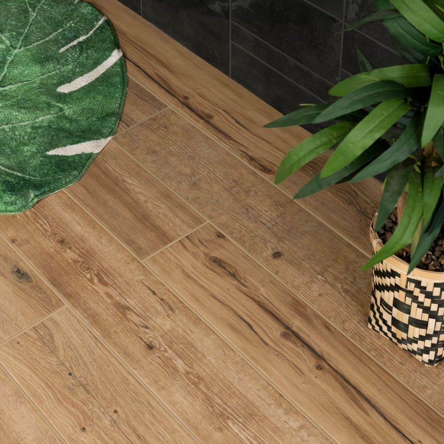 Springwood honey tiles warm-toned wooden plank flooring with natural grain and subtle knots