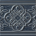 Dark gray ornate ceiling tile st james on ascot blue with raised floral and leaf patterns in vintage design