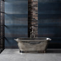 Stainless steel freestanding steel blue metallic bathtub with classic oval shape and polished finish 60 x 120cm