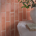 Terracotta stone glaze ceramic blossom gloss brick with rectangular glossy tiles and white grout lines
