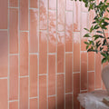 Stone glaze ceramic blossom gloss brick terracotta rectangular ceramic tiles with glossy finish and white grout lines