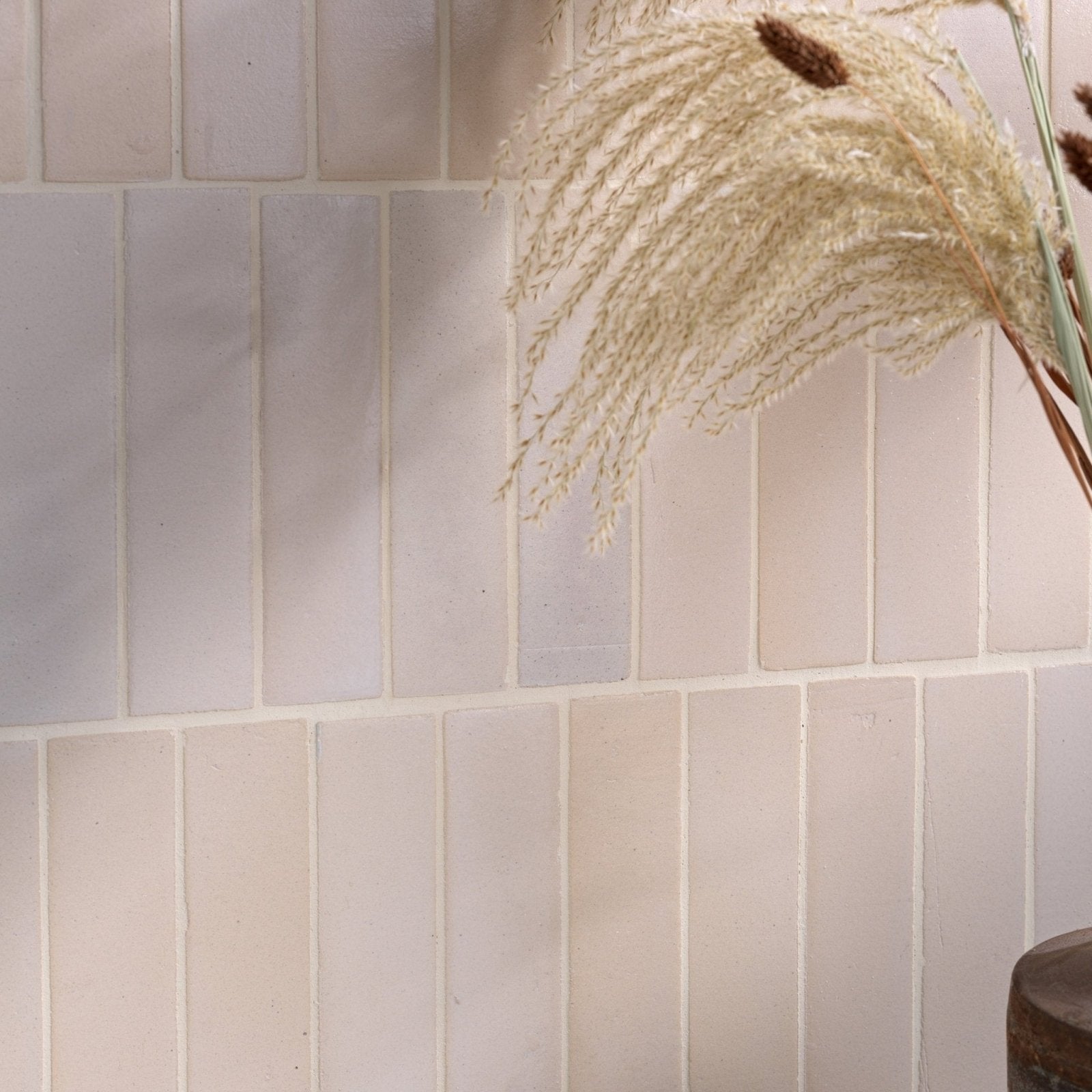 Beige rectangular stone glaze ceramic chalkstone gloss brick subway tiles with subtle texture and soft uniform color