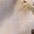 Beige rectangular stone glaze ceramic chalkstone gloss brick subway tiles with subtle texture and soft uniform color