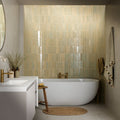 Stone Glaze Ceramic Chambray Gloss Brick glazed brick tiles in a bathroom