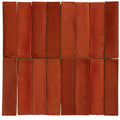 Red rectangular stone glaze ceramic imperial red gloss brick tiles arranged in a grid pattern