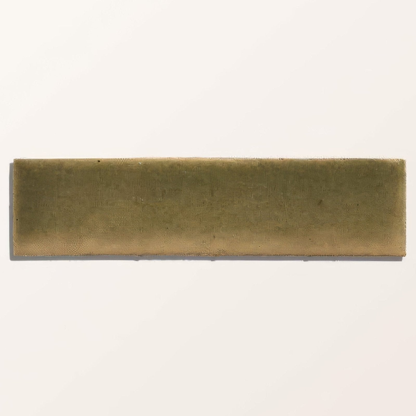 Olive-green rectangular stone glaze ceramic tile with a matte slightly textured surface from lemongrass gloss brick collection