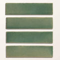 Four rectangular green ceramic tiles with menthol gloss finish from stone glaze ceramic brick collection