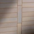 Stone glaze ceramic mink gloss brick beige rectangular tiles arranged horizontally with vertical accent tiles