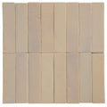 Beige rectangular stone glaze ceramic mink gloss brick tiles arranged in a neat grid pattern