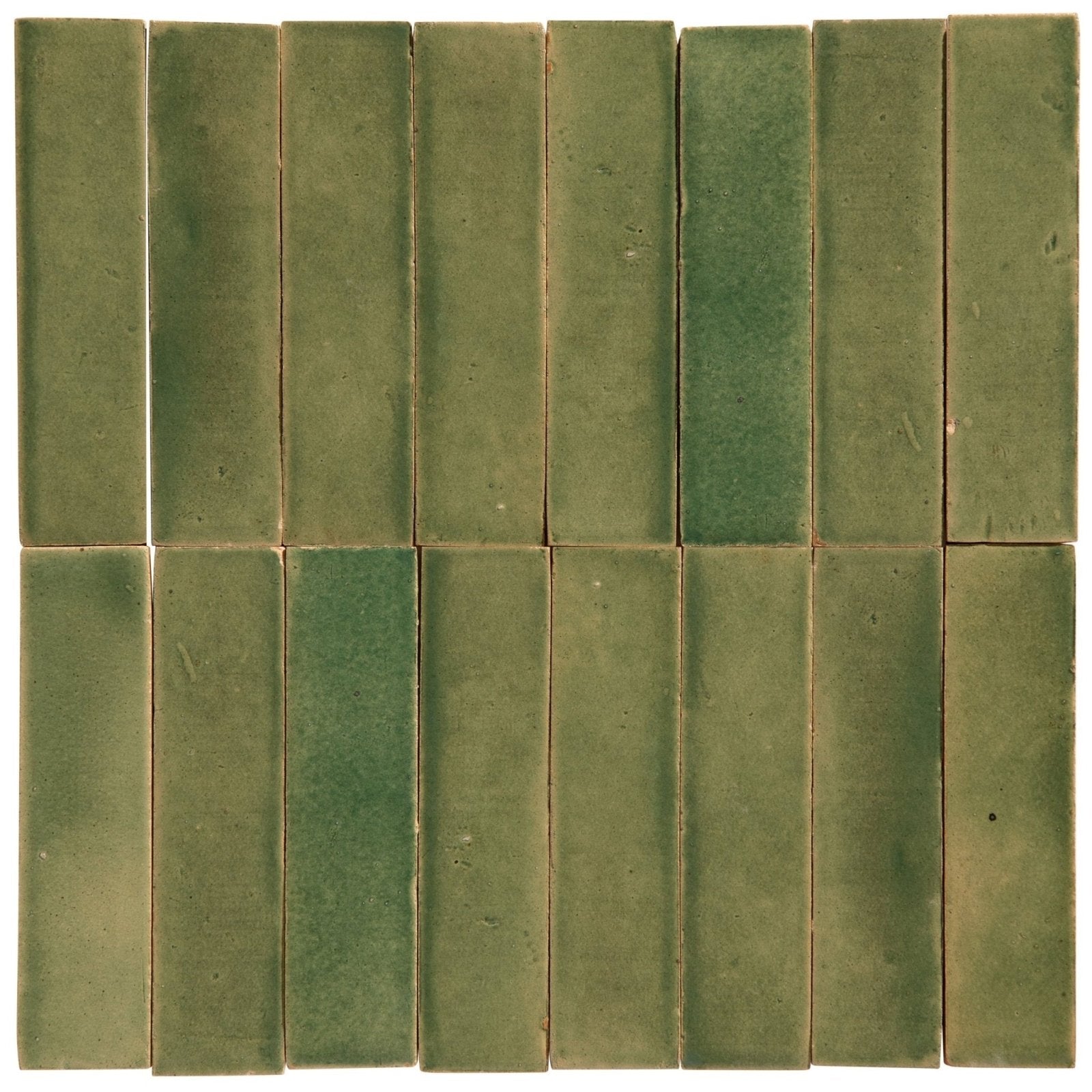 Olive leaf gloss brick stone glaze ceramic olive-green rectangular tiles arranged in a grid pattern