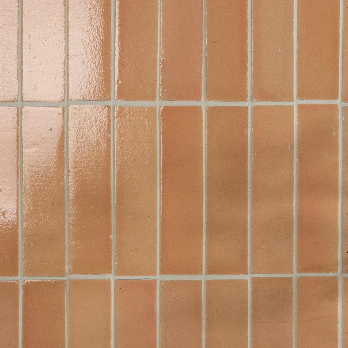 Stone glaze ceramic petal gloss brick terracotta rectangular tiles with glossy finish and white grout lines