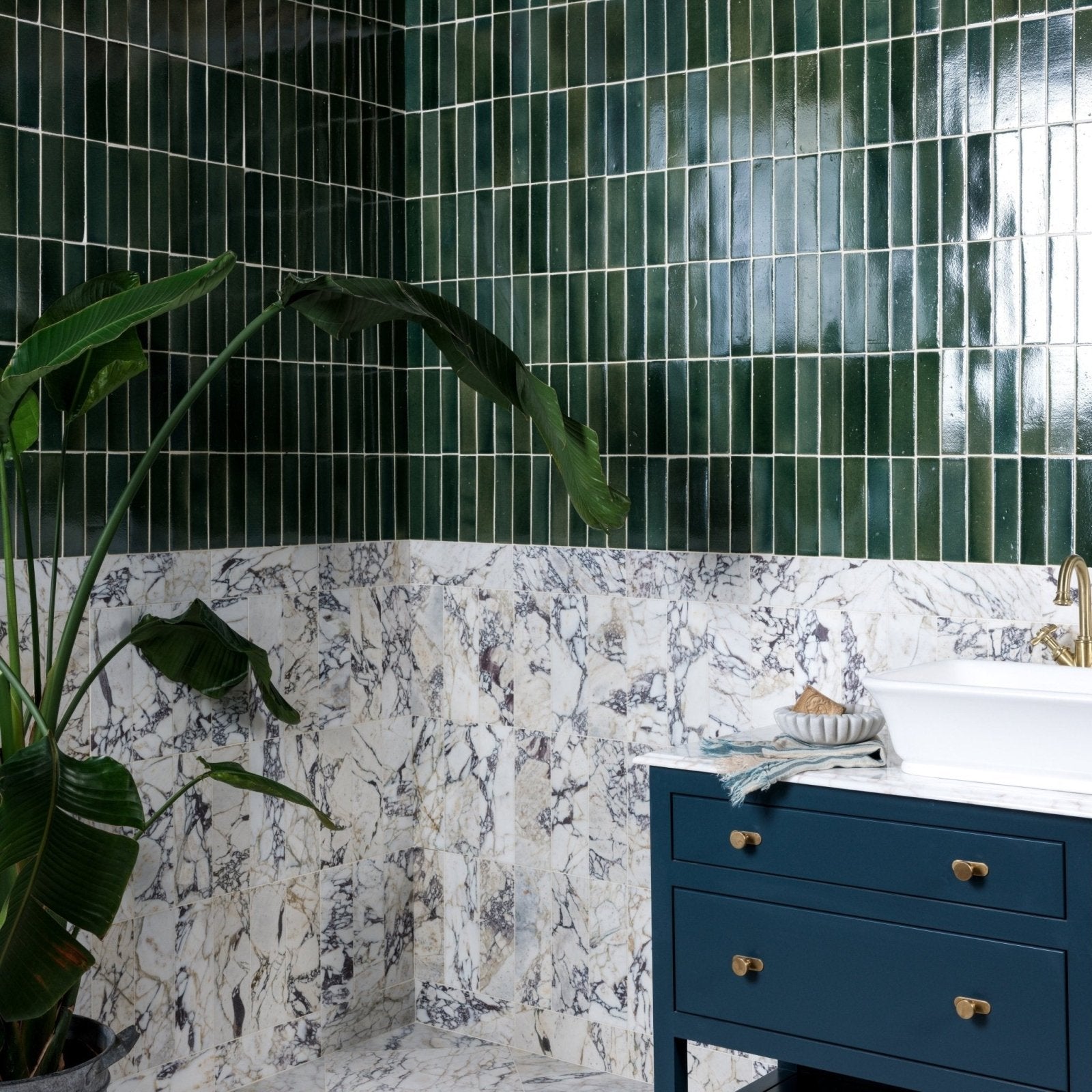 Stone Glaze Ceramic Petrol Green Gloss Brick