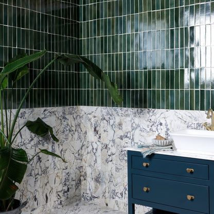 Stone Glaze Ceramic Petrol Green Gloss Brick