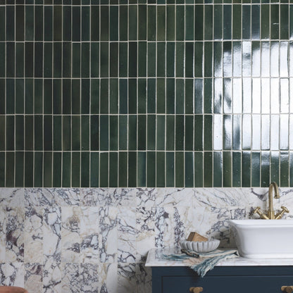 Stone Glaze Ceramic Petrol Green Gloss Brick