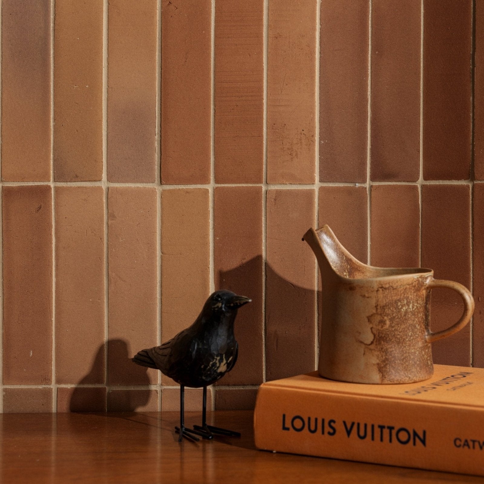 Stone Glaze Ceramic Tan Gloss Brick – close-up detail