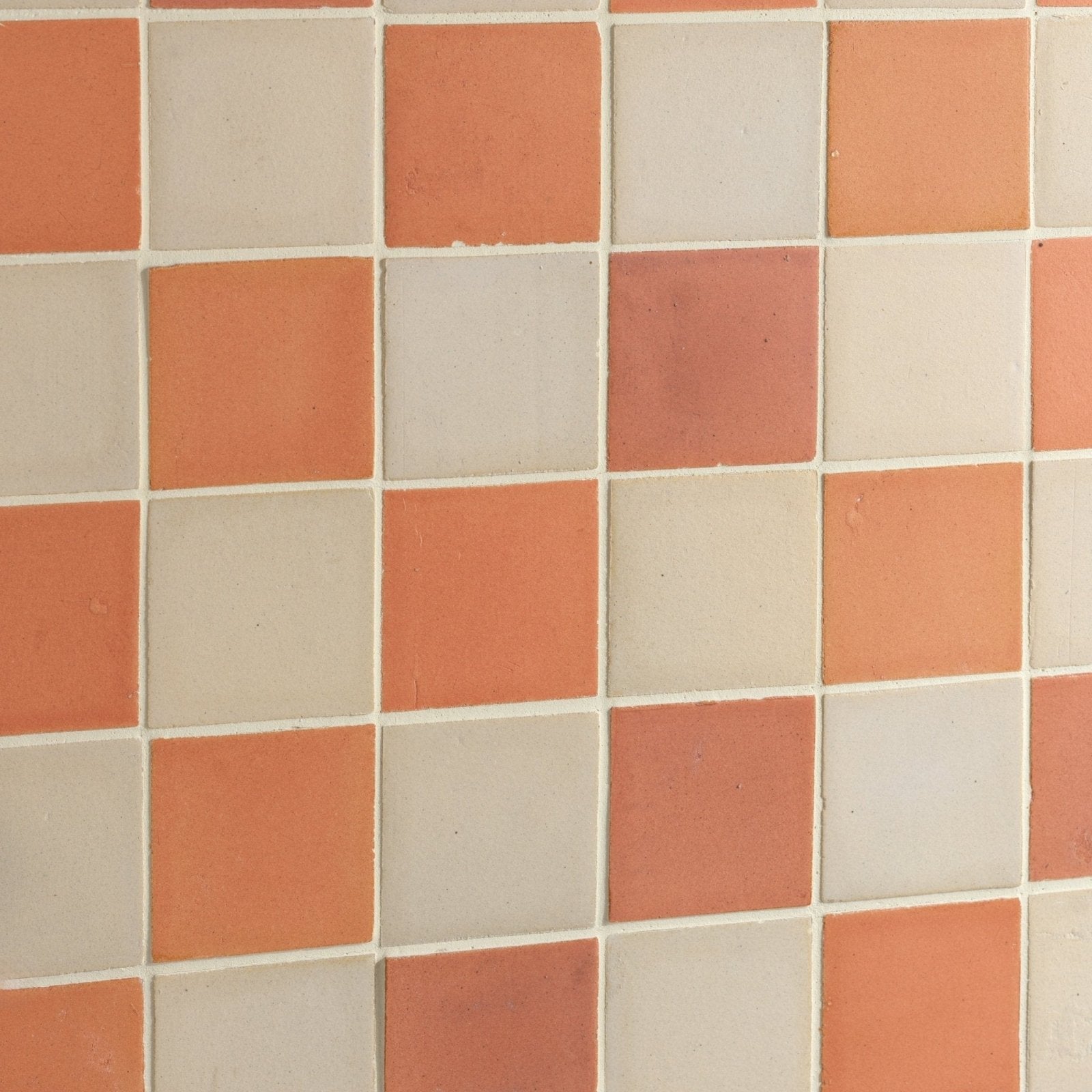 Stone glaze ceramic terra matt square mosaic tiles in terracotta and cream colors for decorative wall or floor use