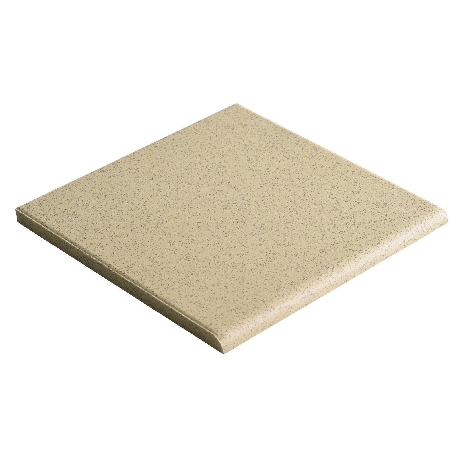 Beige speckled stone tile 148 x 148mm with smooth slightly textured surface and rounded edges for flooring and walls