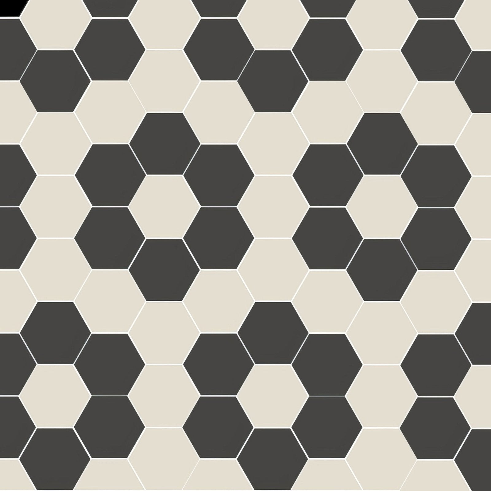 Stratford black and white hexagonal tile pattern in black and cream colors for stylish floor and wall decoration