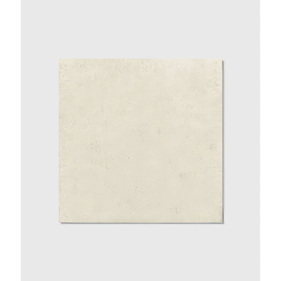 Cream-colored stucco porcelain square tile with a subtle textured ivory surface for flooring and wall applications