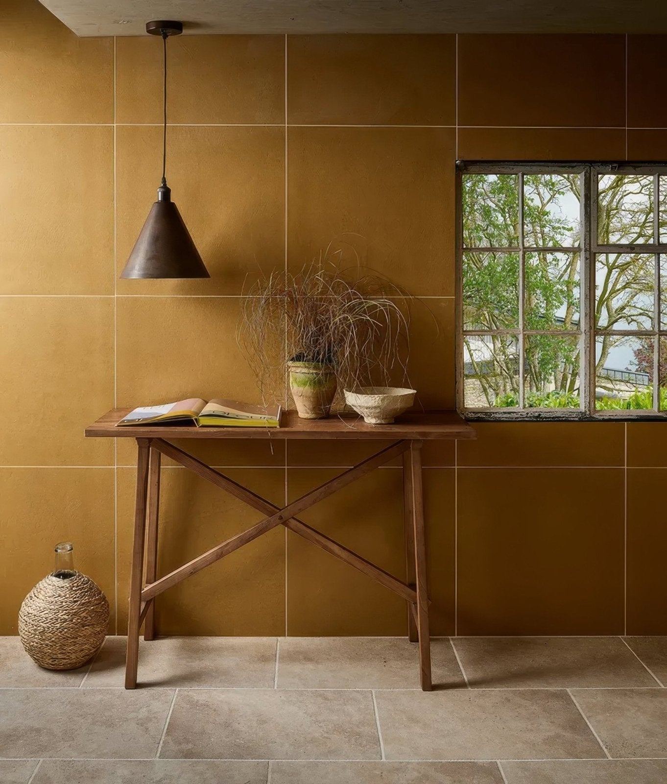 Stucco Porcelain Textured Mustard