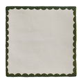 Studio bobbin ceramic holly square napkin with cream center and olive green scalloped border