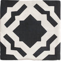 Black and white geometric patterned throw pillow designed for studio cassius blue ceramic decor accents