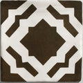Brown and white geometric patterned ceramic tile with a matte finish from Studio Cassius Brown Ceramic collection