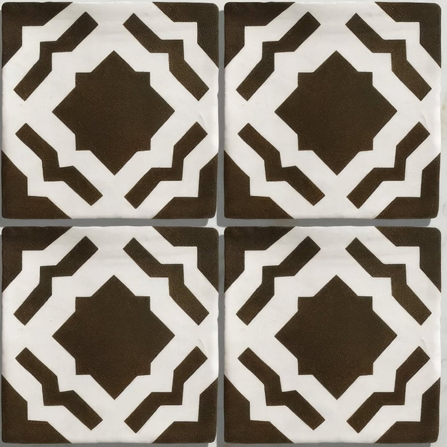 Studio cassius brown ceramic tiles with brown and white geometric patterns made of ceramic for stylish flooring and walls